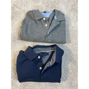 Tommy Hilfiger Men's Size XL  Lot Of 2! Grey/blue Cotton Short Sleeve Polo Shirt